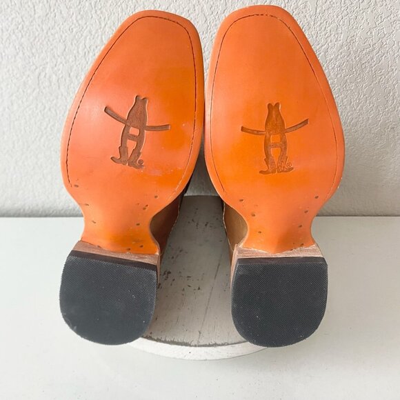 Lane RODEO HOUSTON Mens Cowboy Boots 9 Brown Leather Western Mid Calf Blunt Toe - Picture 8 of 11